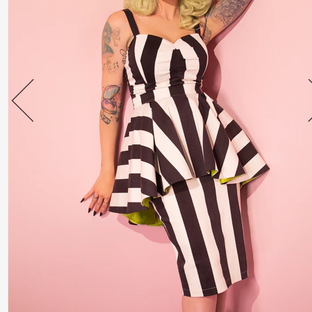 NWOT BEETLEJUICE™ GHOST W/ THE MOST PEPLUM DRESS by Vixen by Micheline Pitt Sz L - Picture 3 of 16
